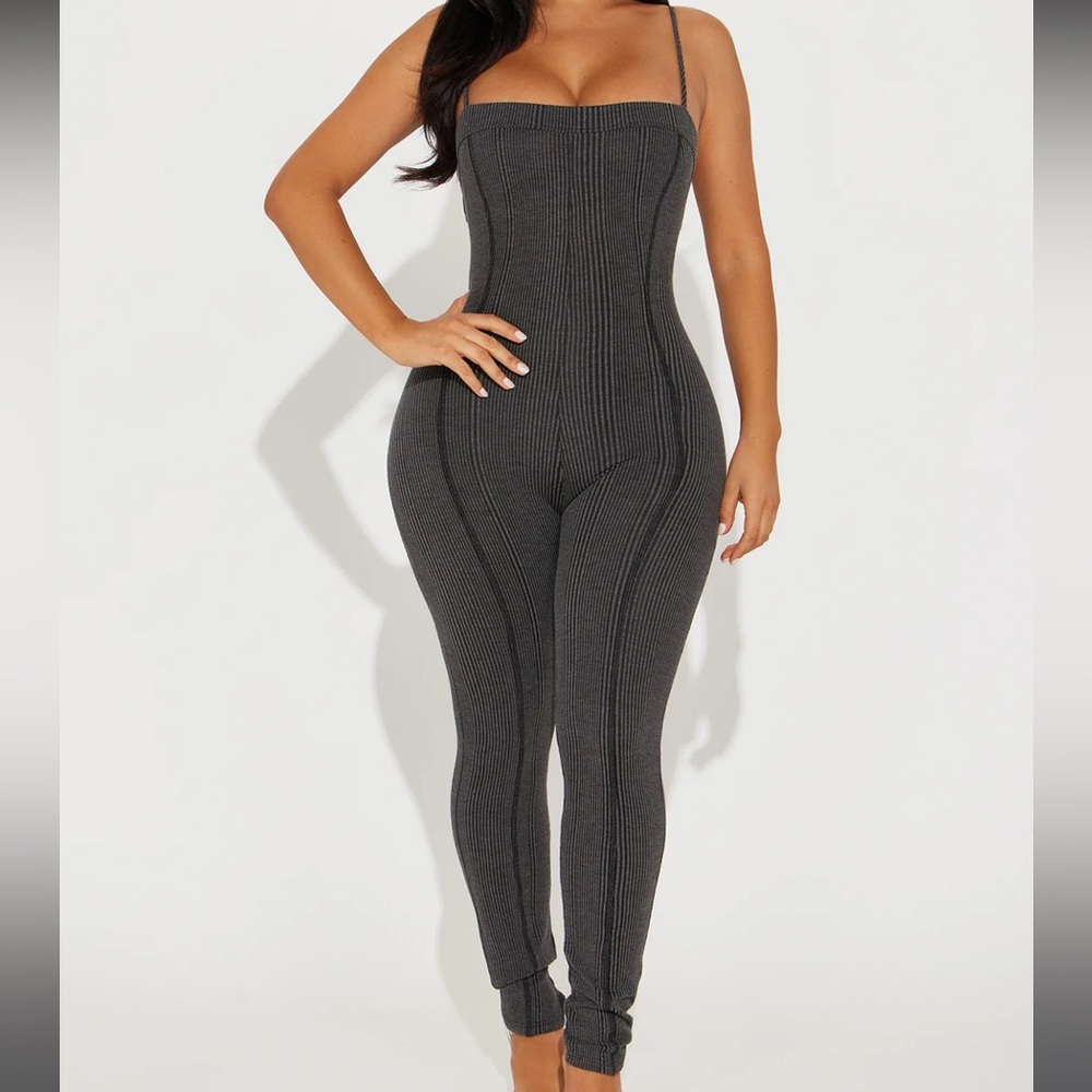 Cobi robbed jumpsuit - charcoal